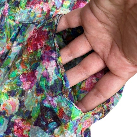 Anthropologie Sam & Lavi xs Floral Split‎ Hem Pant Bright Multicolor 100% Rayon - Picture 5 of 10